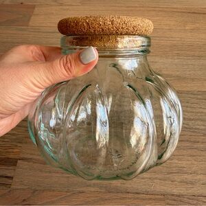 Vintage Decorative Pumpkin Shape Clear Class With Cork Lid Made in Italy
